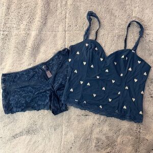 Victoria’s Secret Modal Blue Heart Pattern Intimate Set